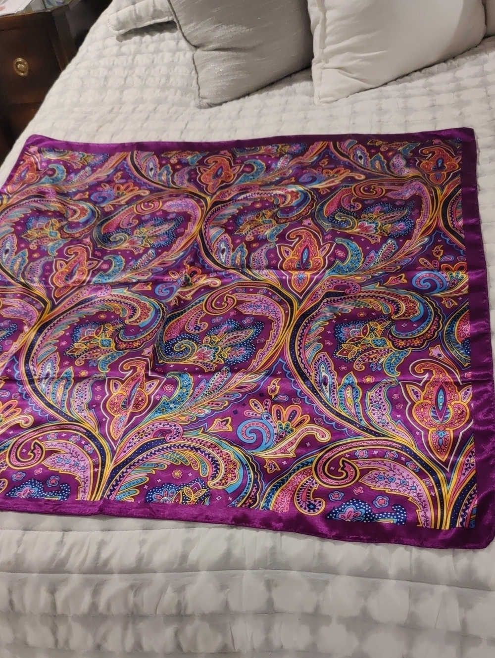Corciova Silky Vibrant Purple Paisley Y2K Versatile Fashionable Accent Vintage